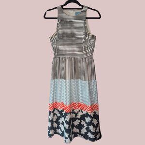 CeCe Striped Midi Fit & Flare Dress - Size 4